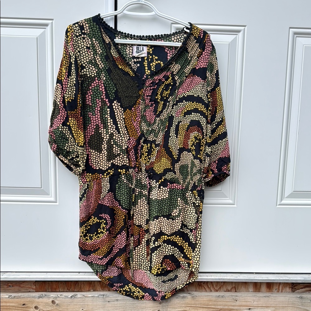 Billabong Black and Pink Graphic Mini Dress / tunic top
